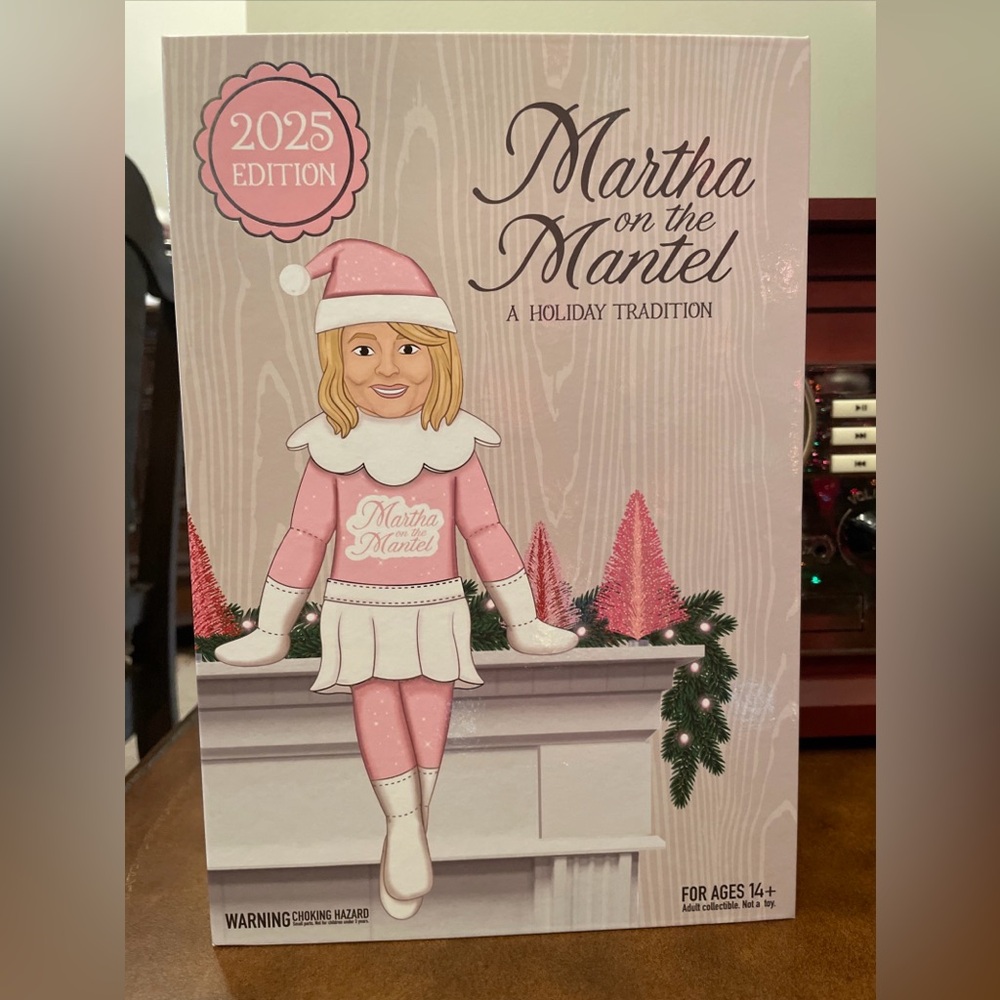 Martha Stewart Martha on the Mantle Pink and White Holiday Figurine - new in box